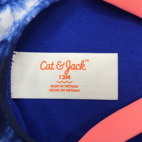 Cat And Jack Girl's Size 12 Month One Piece Swim Suit Blue Tie Dyed New With Tag - Picture 5 of 12